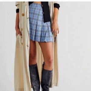 Free People Blue Plaid Mini Skirt
